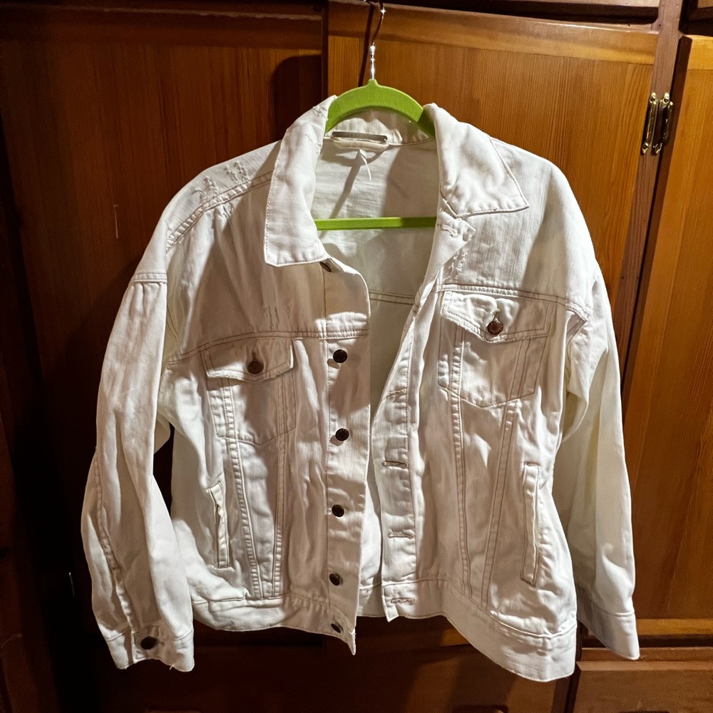 White denim free people jacket